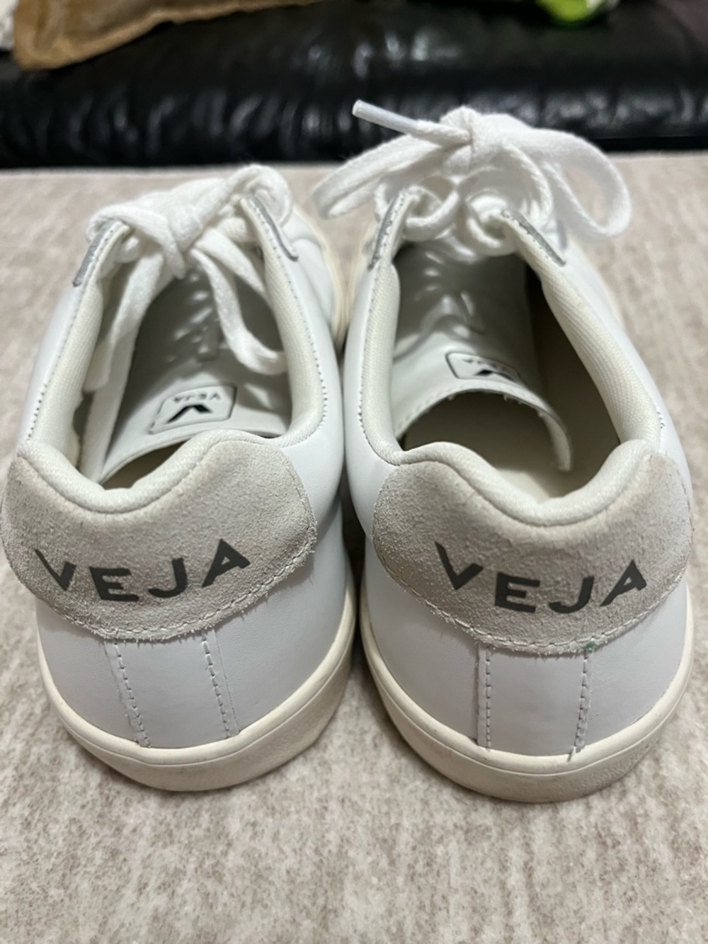 Veja White Low-Top Sneakers with Cream Sole - Picture 3 of 8